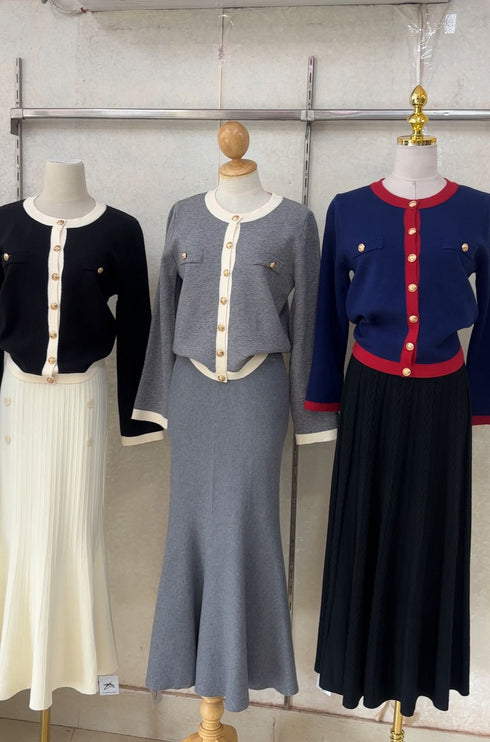 Color Contrast Knitted Cardigans